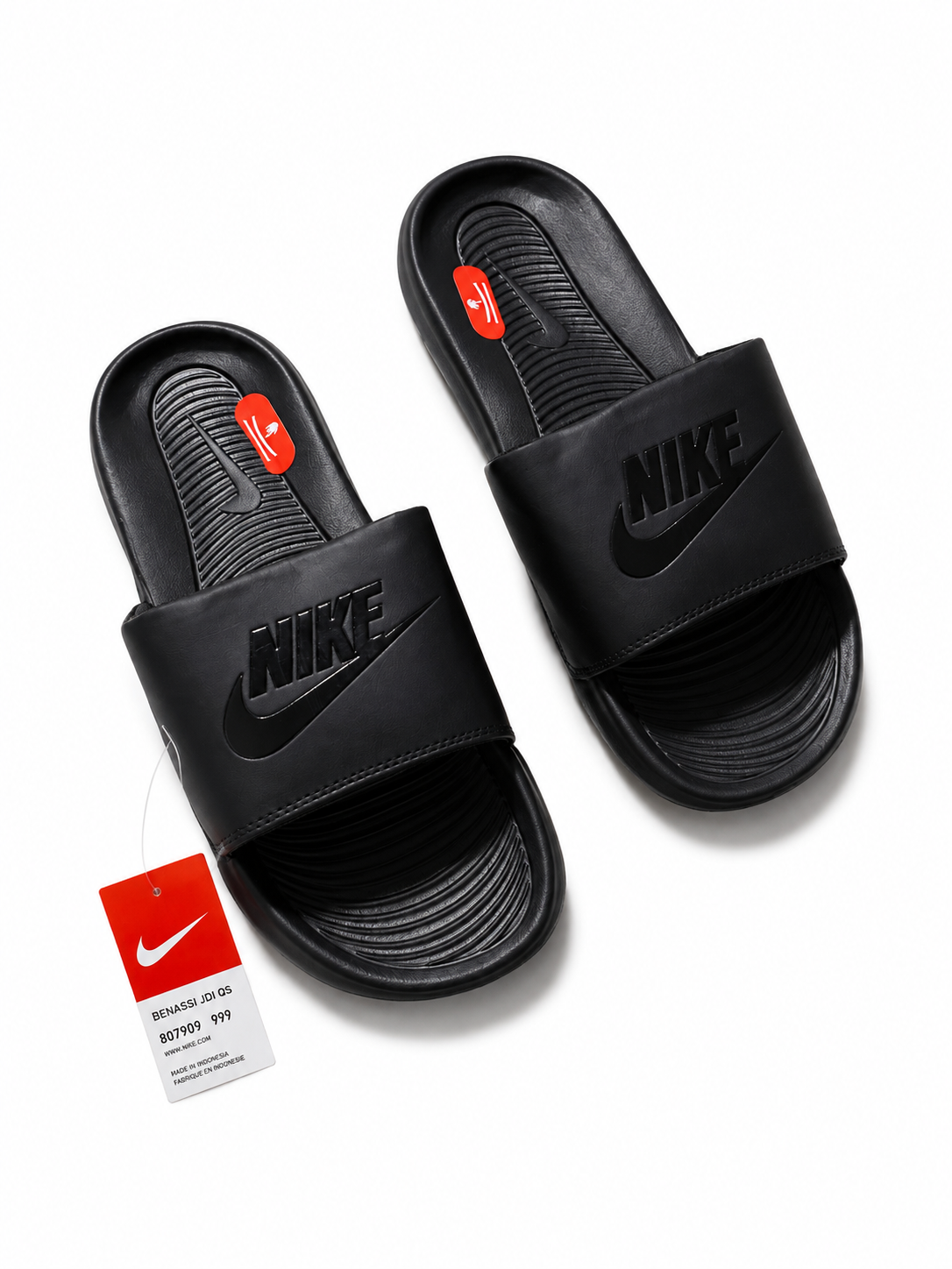 Chancletas Nike negras letras negra air