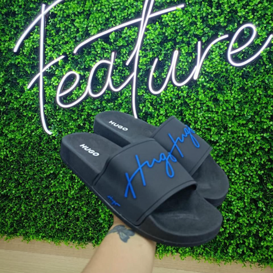 Chancletas Hugo Negras con Azul