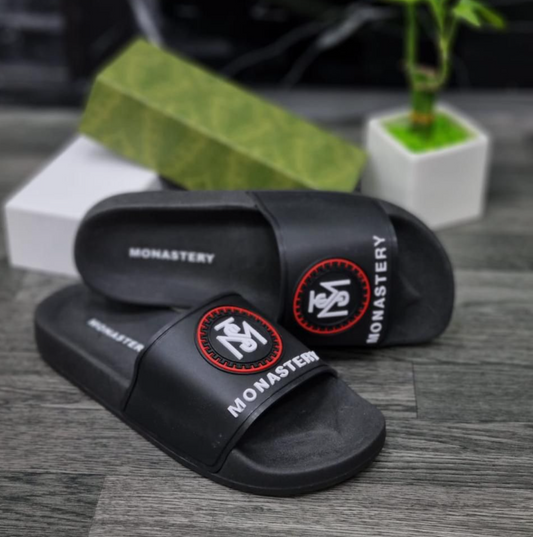 Chancletas Monastery negras con rojo