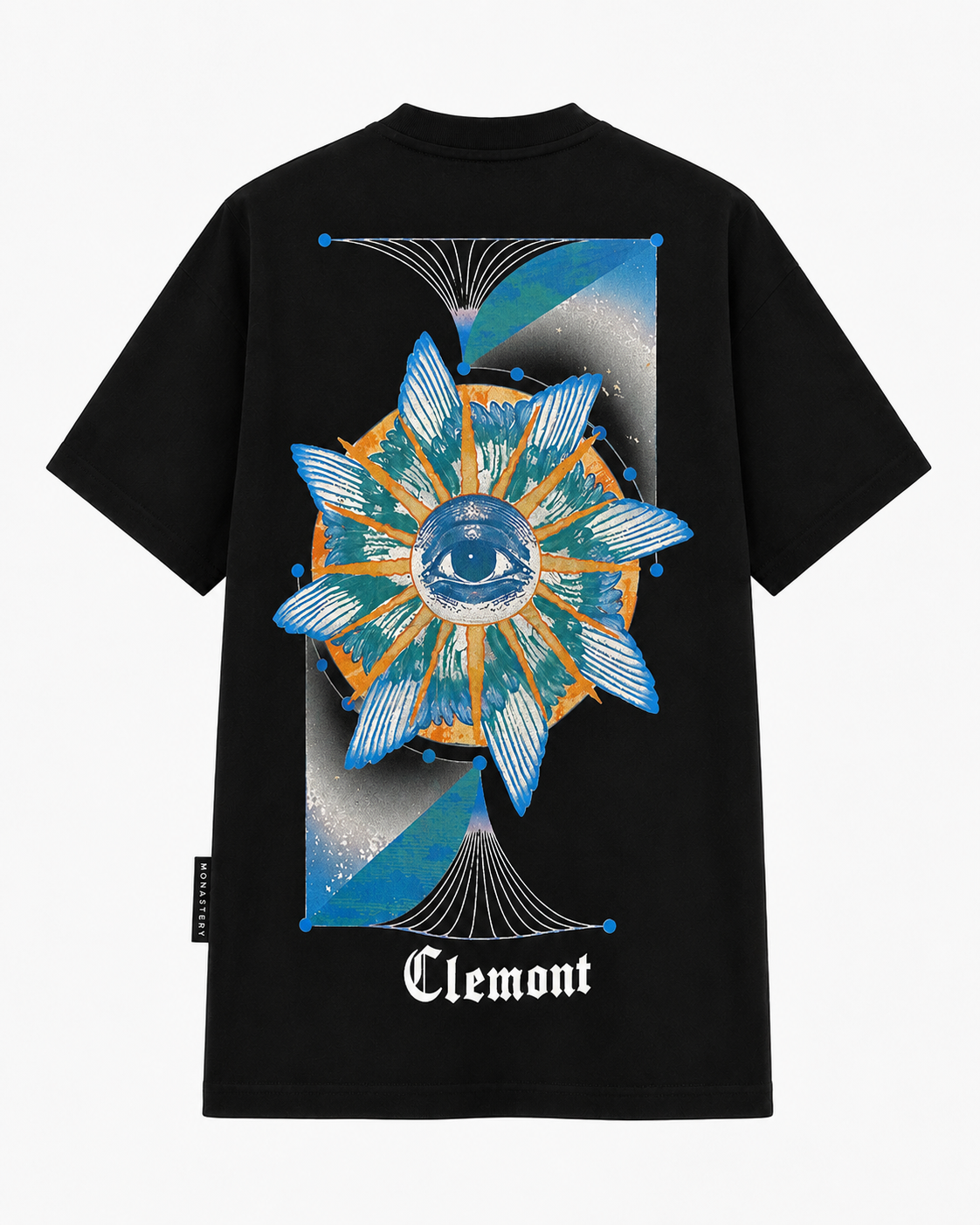 Camiseta clemont negra con azul