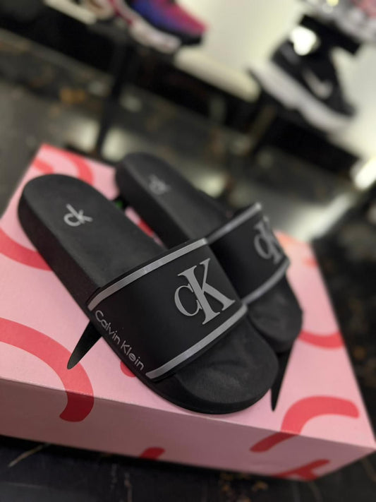 Chancletas Calvin Klein Negras con Gris