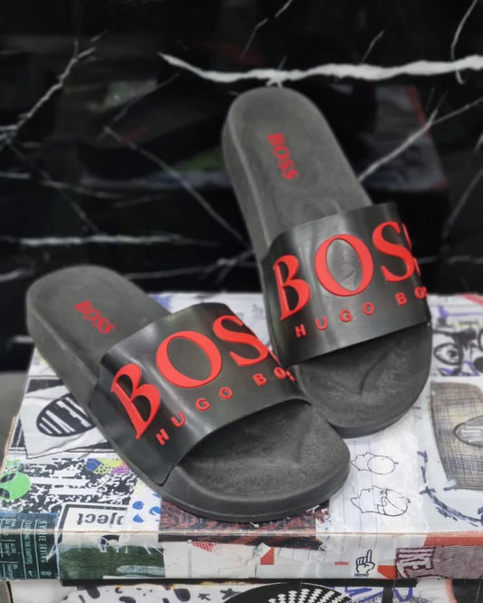 Chancletas Boss Negras con Rojo