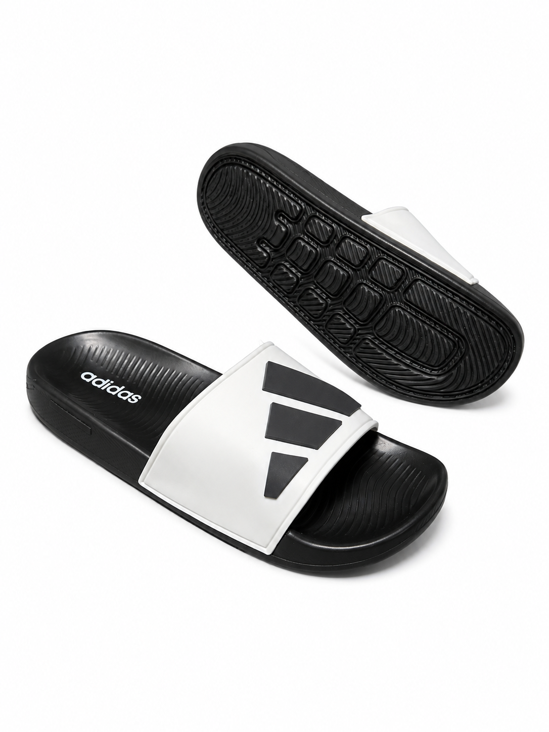 Chancletas Adidas blancas confort logo