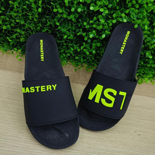 Chancletas Monastery Negras con Verde Diseño 2