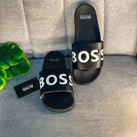 Chancletas Boss Negras con Blanco