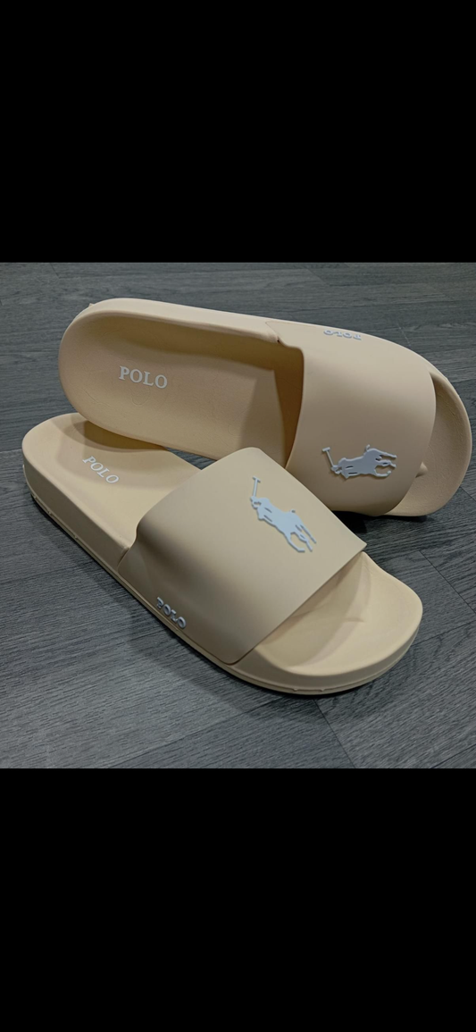 Chancletas Polo Beige con Blanco
