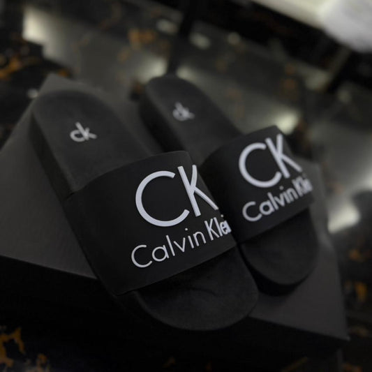 Chancletas Calvin Klein Negras Letras Blancas
