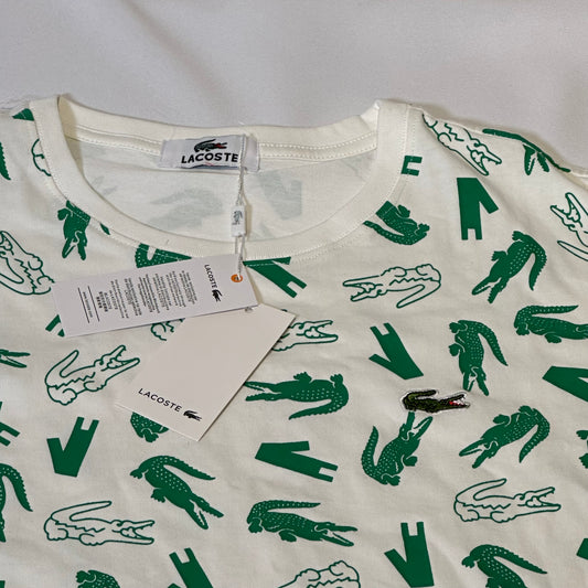 Camiseta lacoste blanca con verde